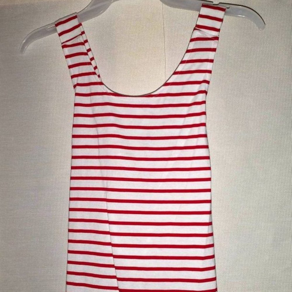 girls red & white striped strap back tank top shirt size XXL (18) K-175